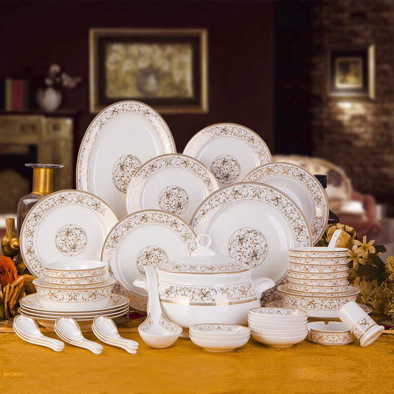 Керамический столовый набор Jingdezhen - Серия «Солнечный остров» из 58 предметов
