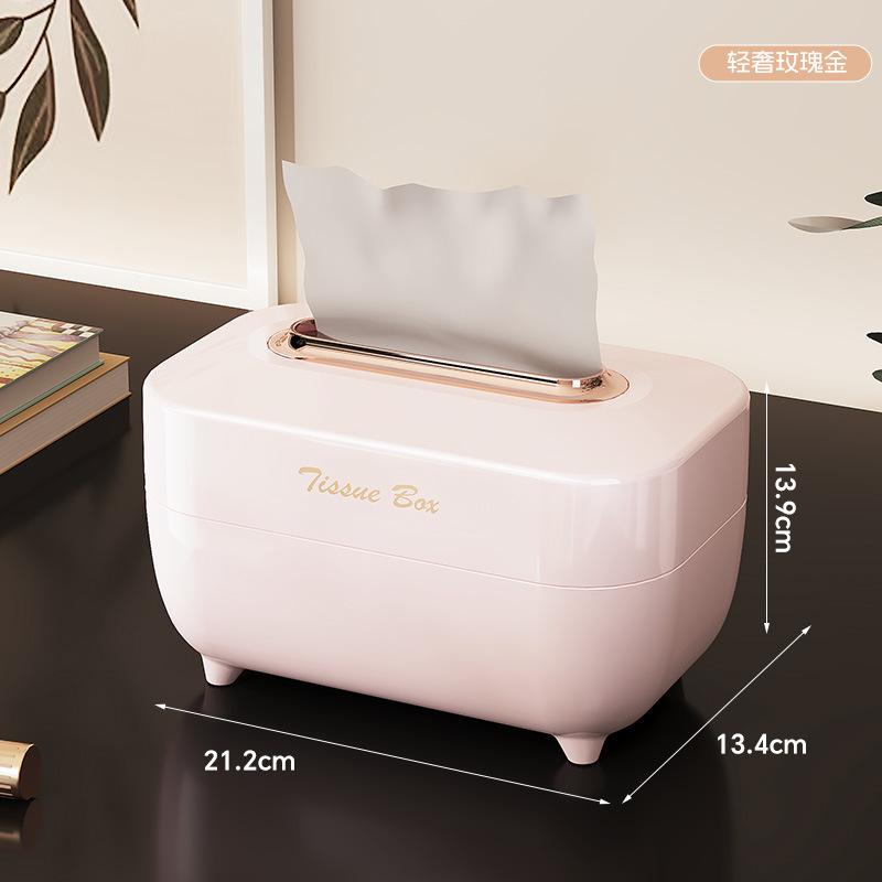 Luxury Style Spring-Activated Tissue Box Plastic Storage Case for Disposable Face Towels for Home Living Room Bathroom Office