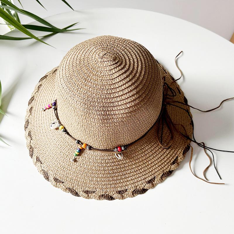 

Style Versatile Hat Straw Woven Minimalist Solid Color Womens Retro Sunshade Hats хакі