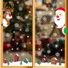DIY Christmas Window Displays 4Pcs Santa Claus & Reindeer Static Clings with Snowflake, PVC Removable Decals, Reusable Decorations Glass Stickers for