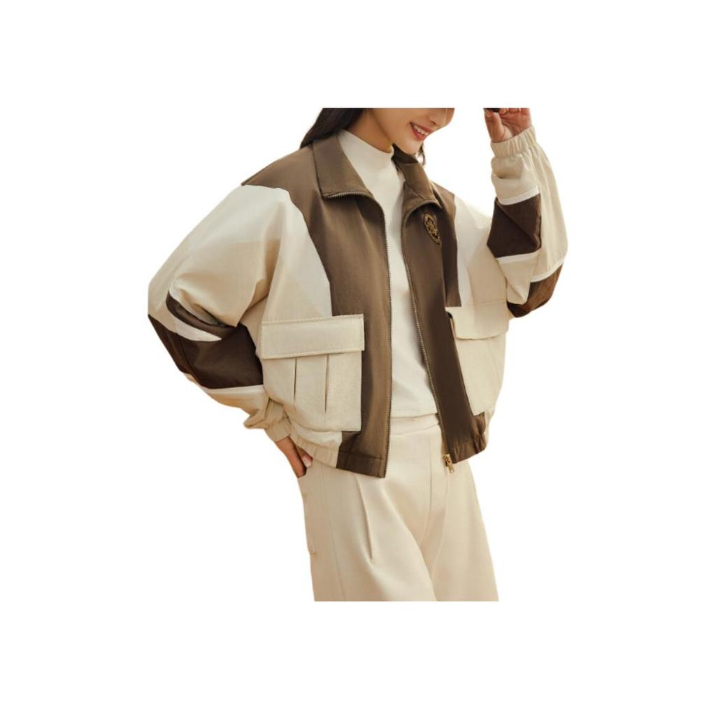 Anta Life Series Color Block Zip Up Stehkragen Jacke Damenjacke Malvenbraun 162418603S-2