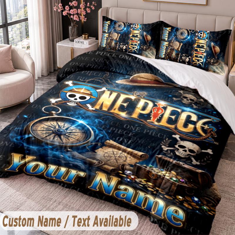 Custom Name Text 3Pcs Bedding Set One Piece Duvet Cover And Two Pillowcases