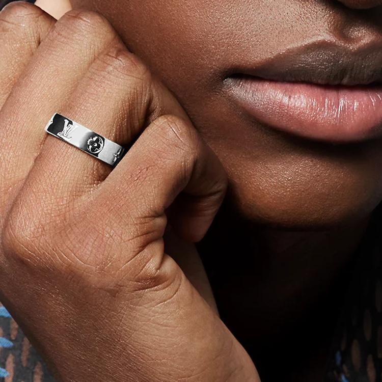 Louis Vuitton MOSAIC THIN Brass Rings Men's Silver M1180M