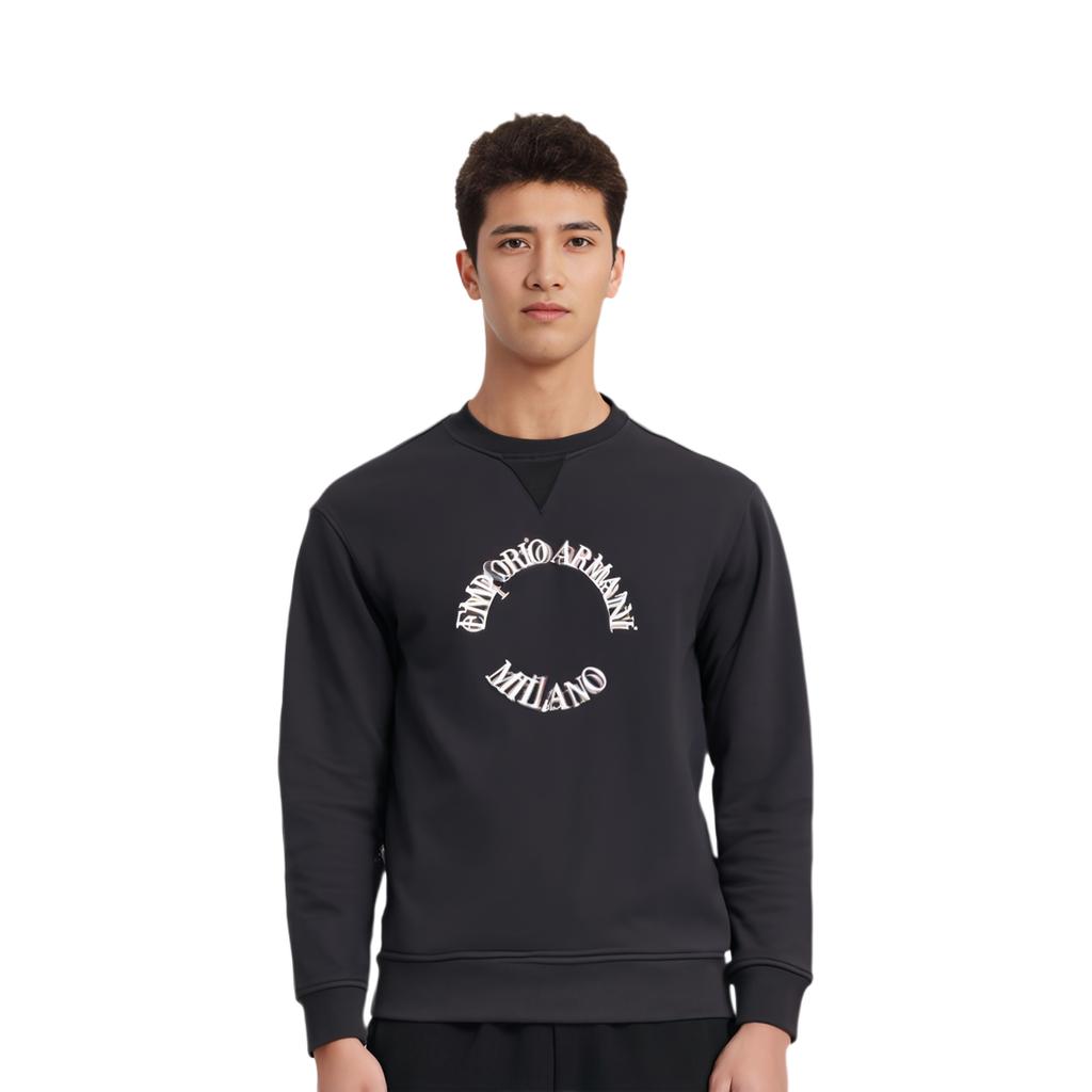 Emporio Armani Sweatshirts Men's Black Crew Neck Thickened Regular 6L1MC3-1JQNZ-0031
