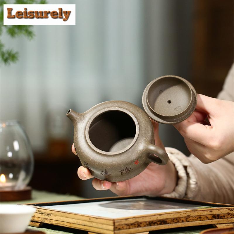200ml Ancient Yixing Purple Clay Teapots Famous Master Handmade Albizzia Pot Raw Ore Section Mud Kettle Chinese Zisha Tea Set