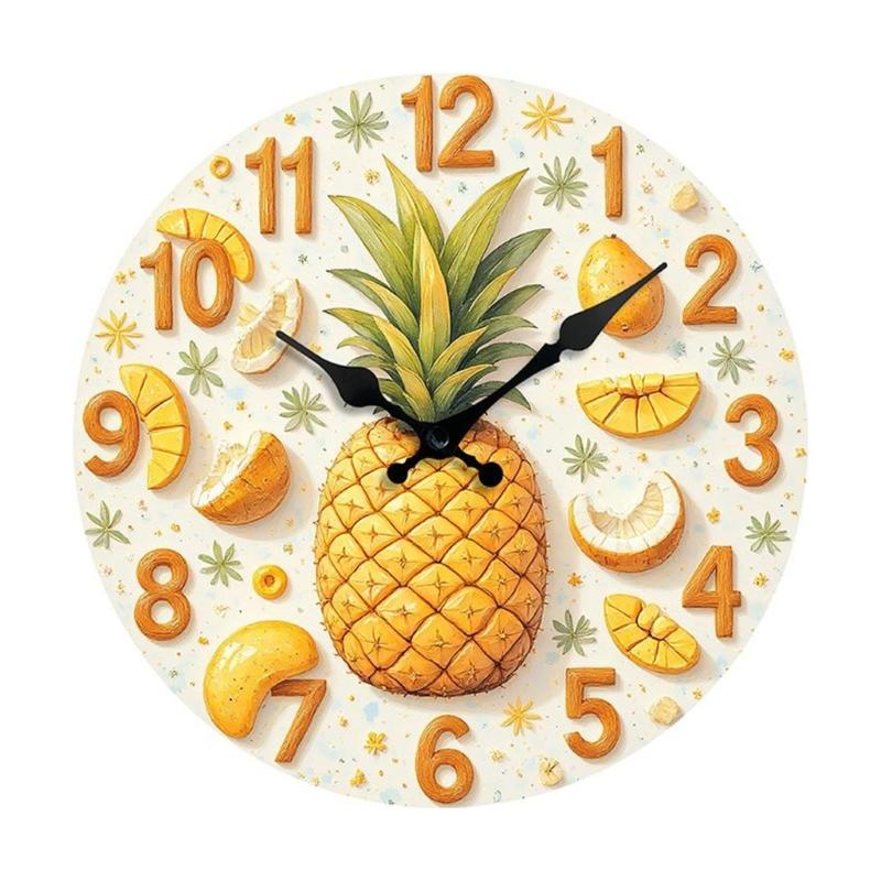 Modern Fruit Quiet Wall Clock with Noiseless Movement for Quiet Space Easy Installation Large Digits Fashion Look