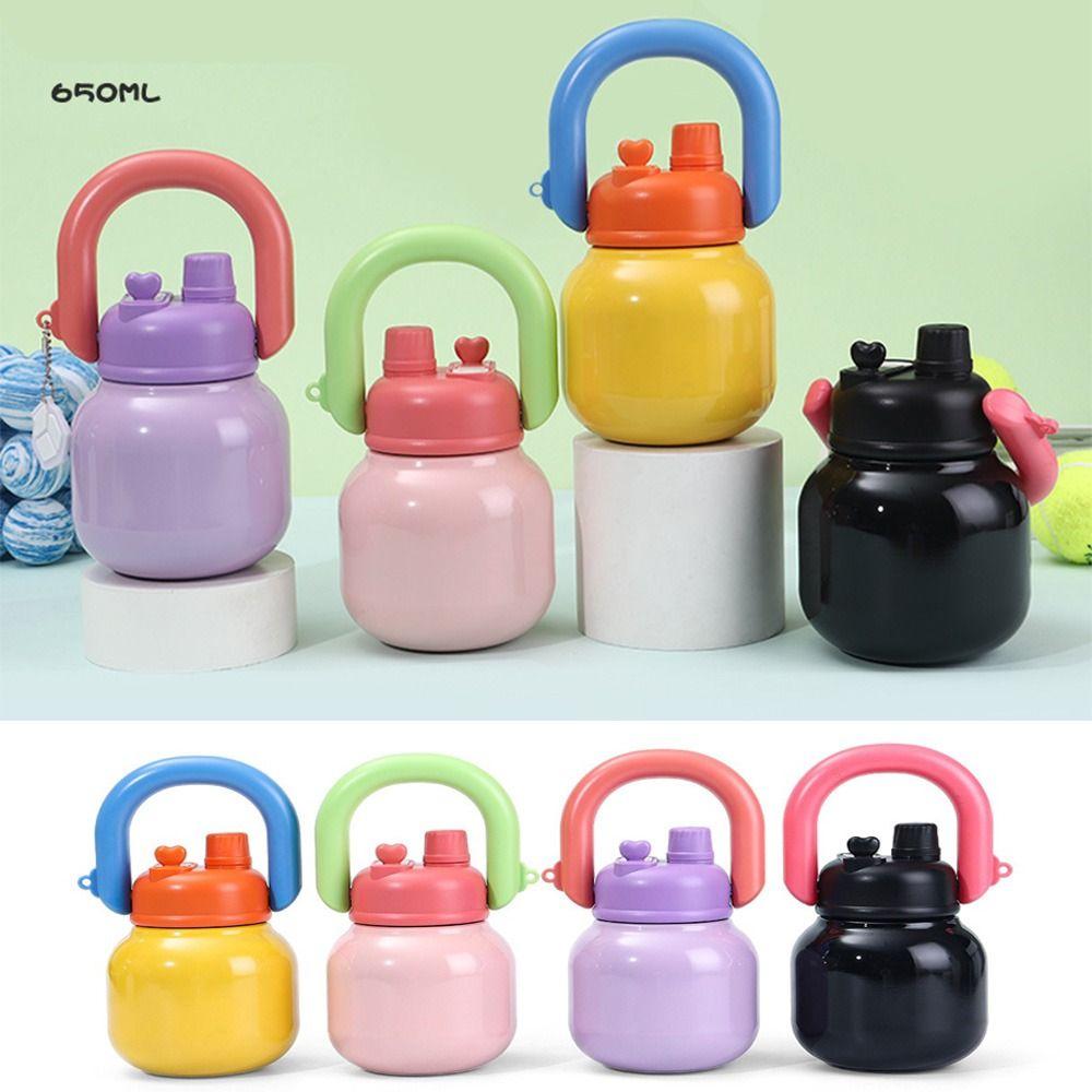 Leak-proof Thermal Cup 650ml Student Straw Cup Cute Vacuum Flask
