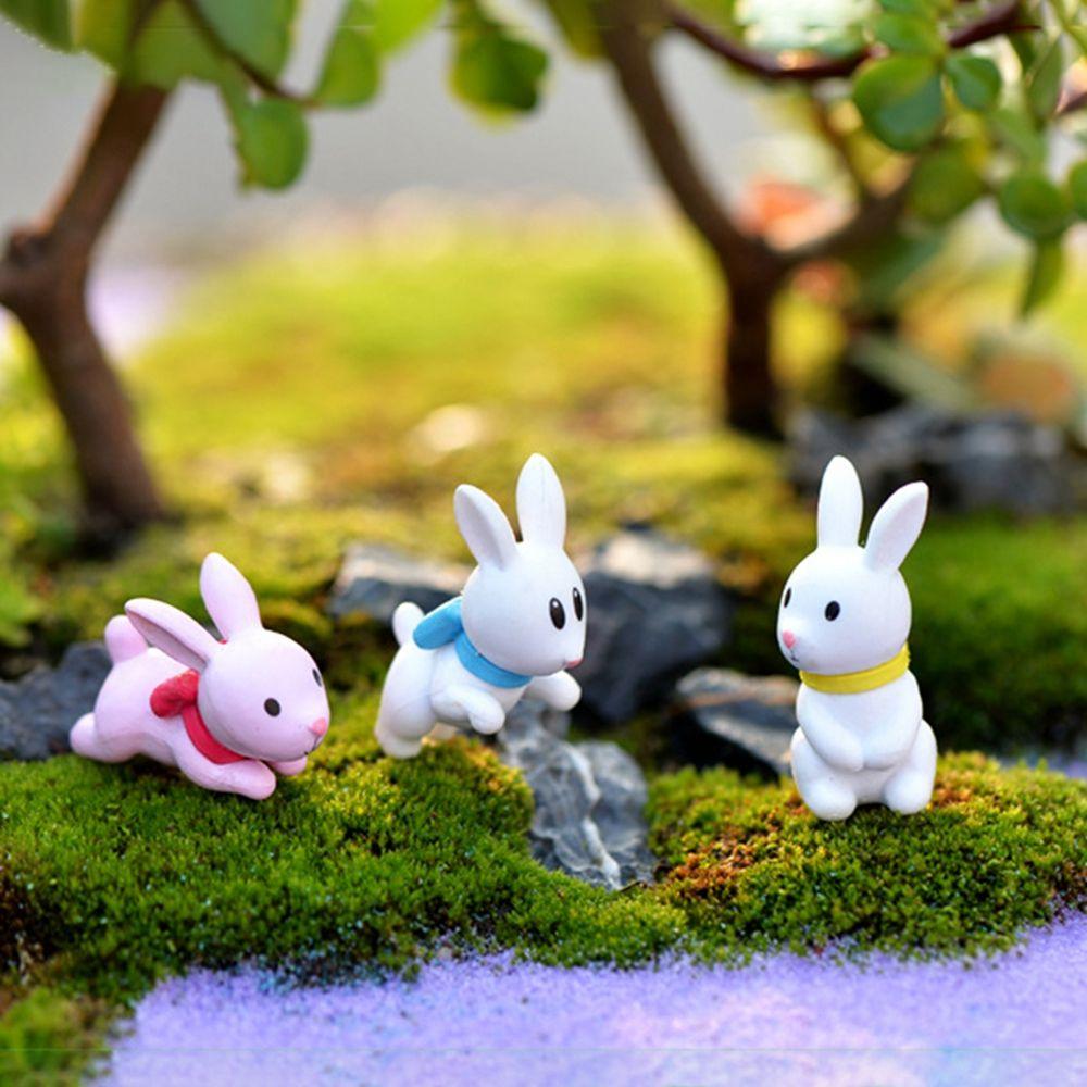Rabbit Miniatures DIY Materials Moss Micro Landscape Ornament Succulent Doll Ornament Bow Tie Little Rabbit White