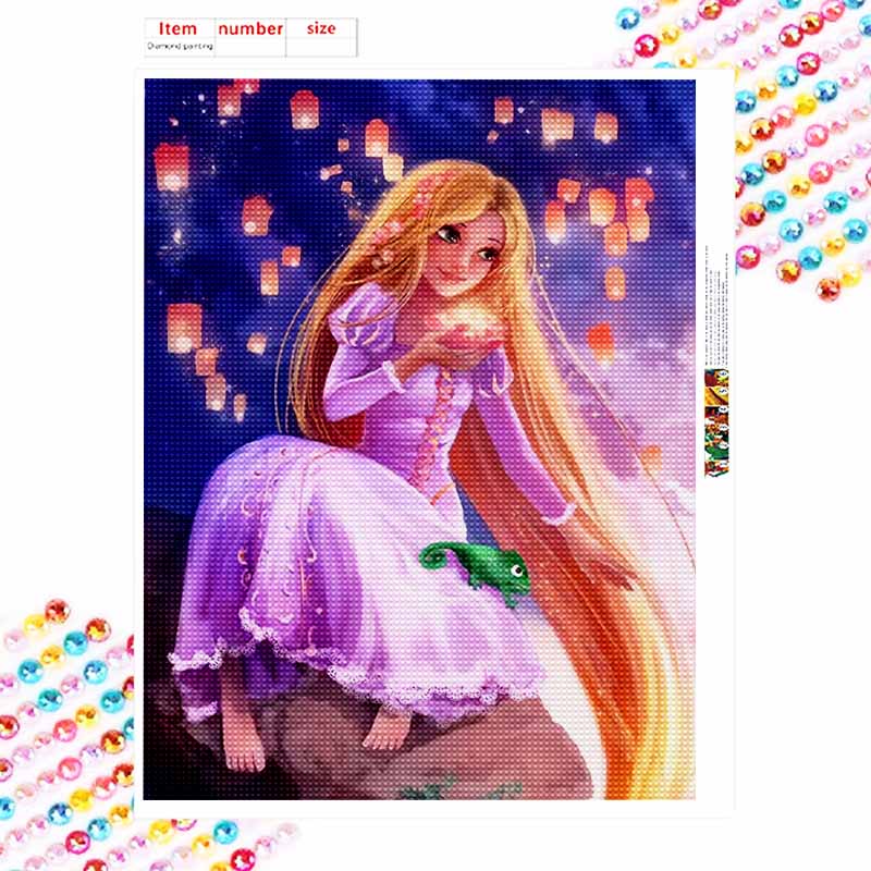 Disney Diamond Painting Kit Rapunzel Pascal Lanterns 5D Diamond Art Home Decor Creative Handmade Gift