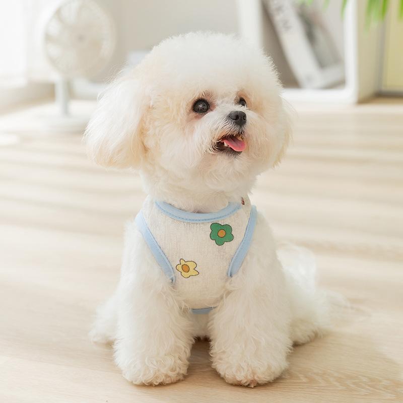 Pet Dog Clothes Cute Full of Mesh Traction Vest Spring and Summer Breathable and Comfortable Than Bear Teddy Pomeranian
