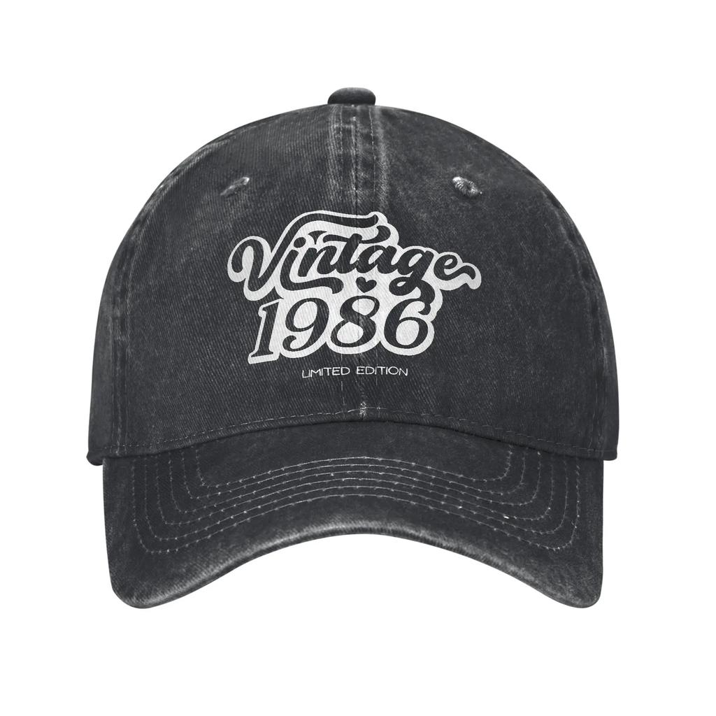 Unisex Vintage  Birthday Year  Years Old Printed Hats Vintage Distressed Denim Baseball Cap Adjustable