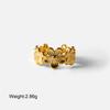 Yori Statement Stainless Steel Flower Open Ring Women Minimalist 18k Gold Color Texture Charm Jewelry Gift New