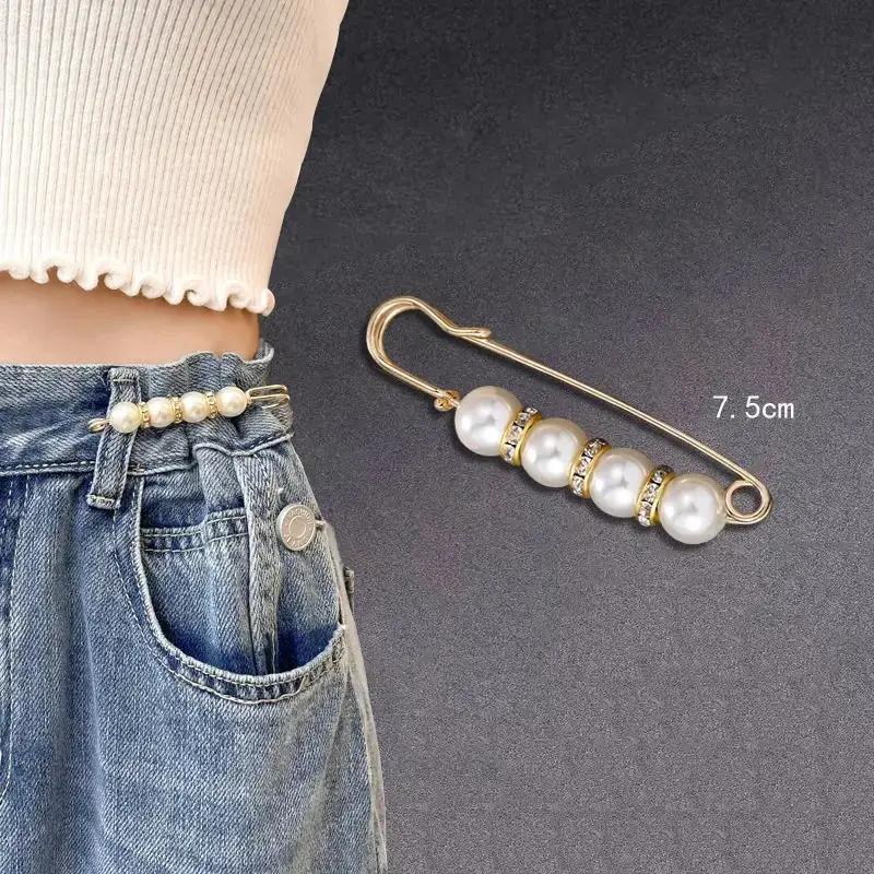 6 Stück Set Künstliche Perle Taillen-Pin-Clips für Hosen Röcke Kleid Taillenanpassung Hemden Pullover Brosche