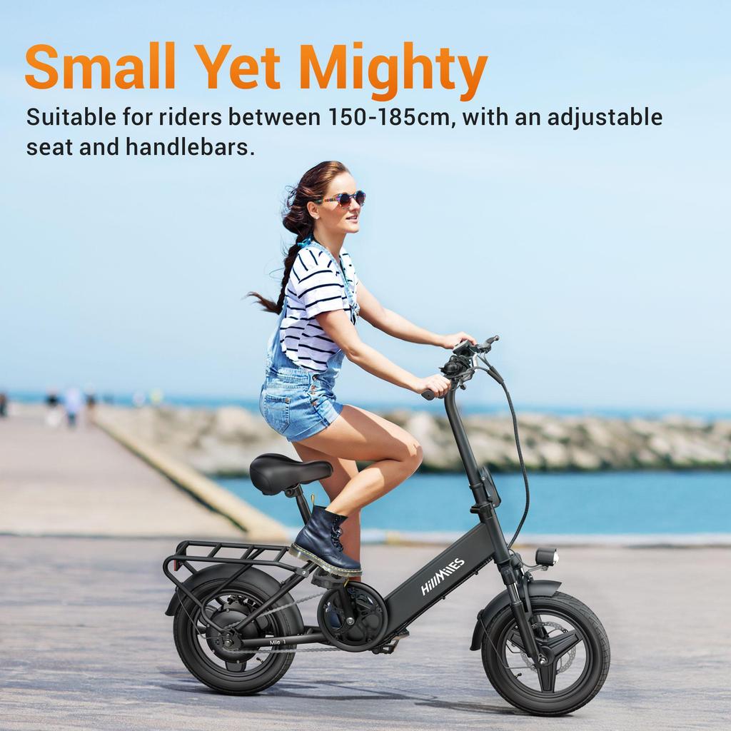 HillMiles Mile 1 Electric Bike 36V 10.4Ah Battery, 250W Motor, 60KM Range, 14*2.125 Inch Tires Foldable E-bike