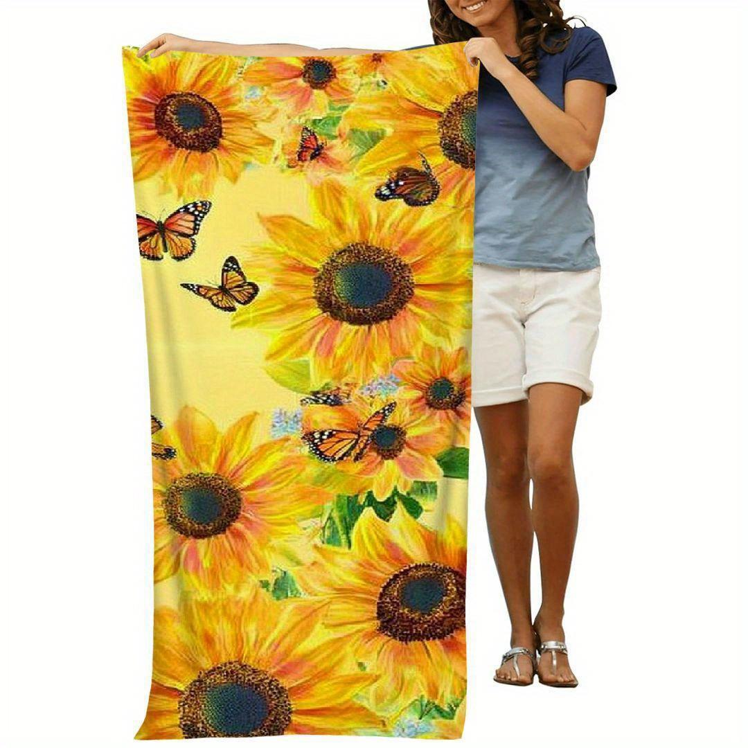 

Sunflower & Butterfly Bliss Beach Towel - Soft, Super Absorbent & Vibrant Floral Design for Summer Fun & Relaxation Time 50x100cm