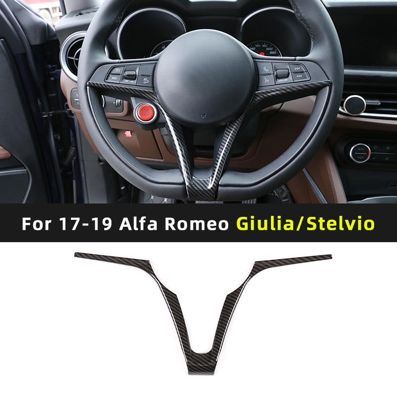 Pour 17-19 Alfa Romeo Giulia/Stelvio volant cadre en V Boîte de démarrage une touche Autocollant de décoration bouton de volant ABS