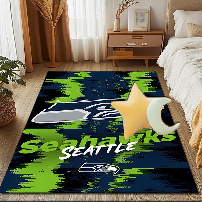 Seahawks Team Spirit Rug Game Carpet, Floor Mat for Bedroom Living Room Entryway Rug, Home Decor Idea Gift for Christmas birthday