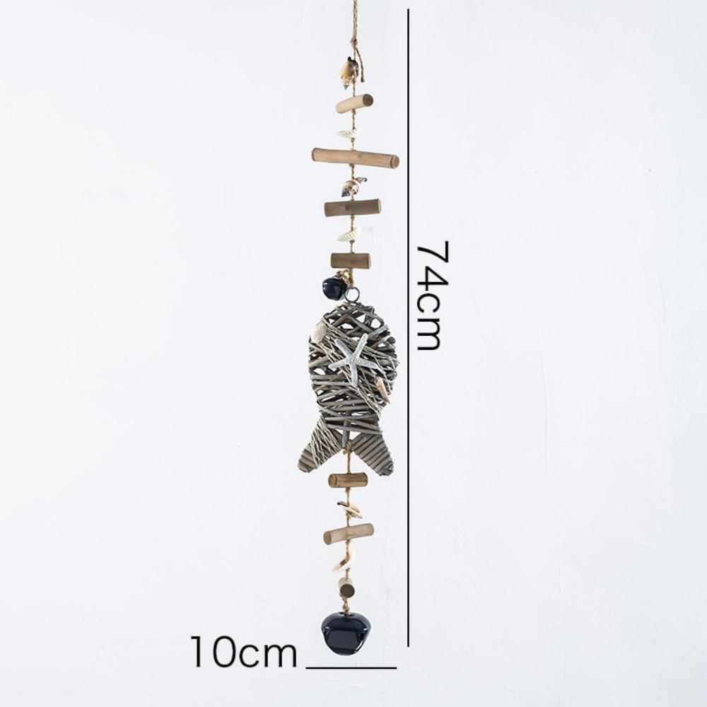 Mediterranean Style Wooden Fish Skewers Fishbone Pendants Creative Fishing Net Ornaments Home Wall Decorations Wall Decorations
