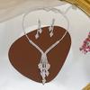 Cross-Border Hot Selling Exquisite Claw Chain Necklace and Earrings Suite Two-Piece Set Rhinestone Tassel Clavicle Dinner
