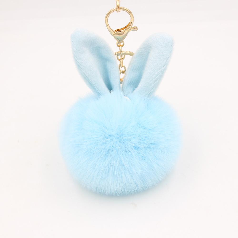 New Fluffy Keychain Pompom Rabbit Ear Toys Plush Rabbit Key Chain Fur Woman Bag Charms Keyring Car Pendant Holder Jewelry