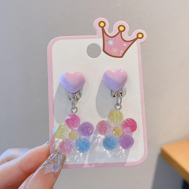 Non-Pierced Kids' Cartoon Earrings - Sweet Princess Dangle Clips