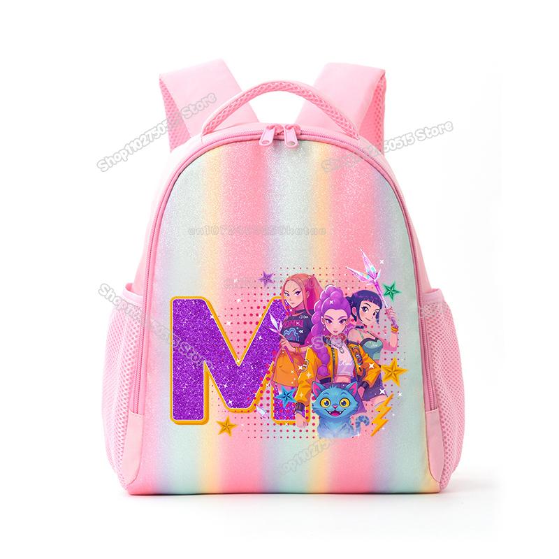 Perfect KPop Demon Hunters Letter A-Z Rainbow Backpack Rumi Mira Zoey Student School Backpack Anime Movie Women Girl Travel Rucksack