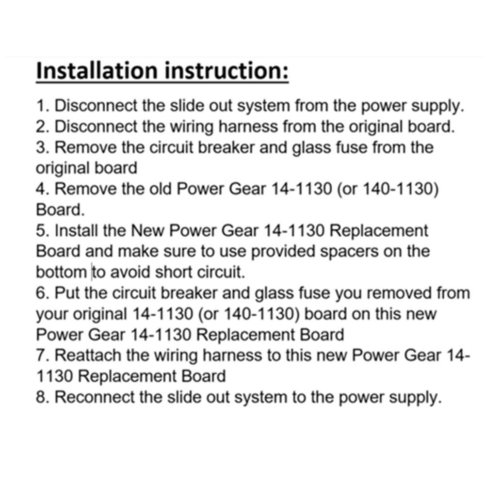 Slide Out Relay Control Board For RV Power Gear 14-1130/140-1130 Slide Out Relay