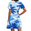 Women's Casual Short Sleeve Dress V Neck Hawaiian Print Summer Beachwear Lightweight Comfortable Fit Mini Dress