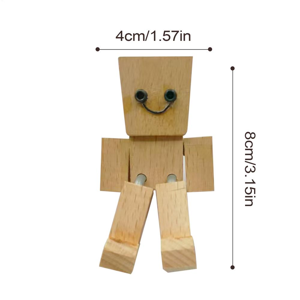 Shaking Legs Wooden Man Movable Joint Figure Desktop Decor Toy Handmade Figurine Cute Home Decoration Car Dashboard Ornament