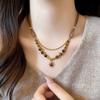 Vintage Light Luxury Maillard Brown Tiger Eye Sunflower Pendant Sweater Necklace For Women