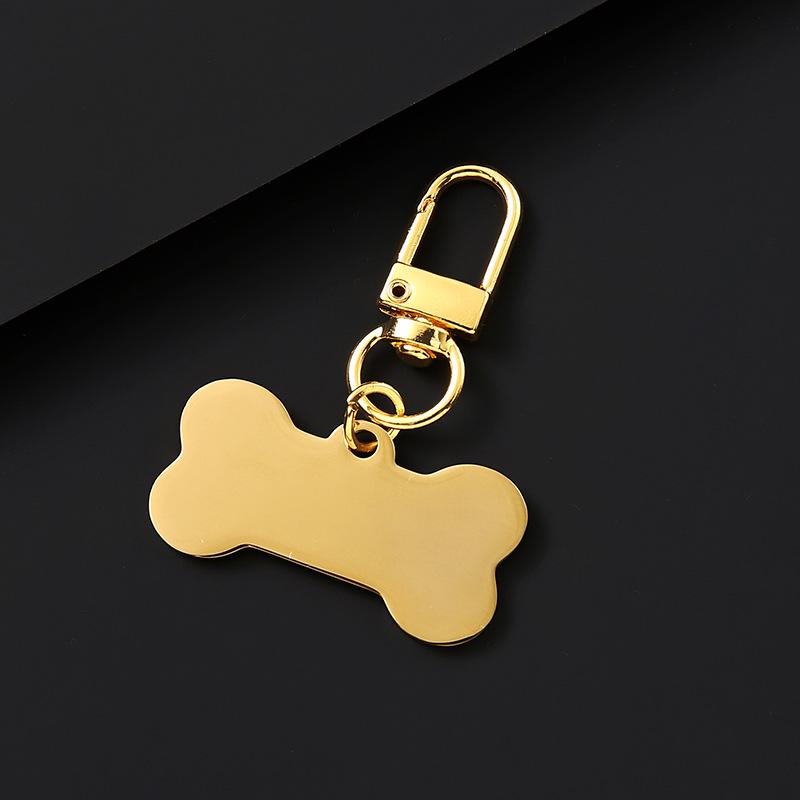 Pet Anti-Lost Bone Dog Tag Keychain with Engraved Logo.