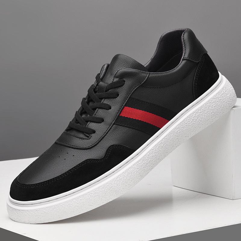 European Men's Korean Style Leather Skate Shoes: Versatile Trendy Casual White Sneakers