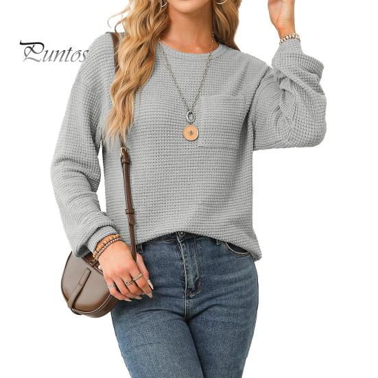 

Женские топы с круглым вырезом и длинным рукавом, однотонная свободная футболка, эластичная повседневная блузка, повседневная одежда 3XL серый