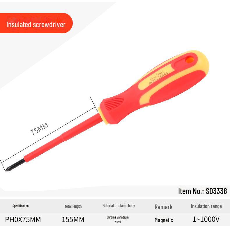 Kraftwell Insulated Magnetic Screwdriver Set for Electricians - Pressure-Resistant Cross & Flat Tips