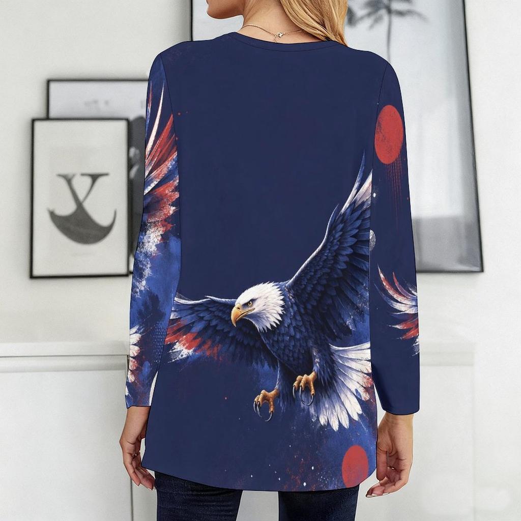 Womens Plus Size Long Sleeve Pocket T Shirt Loose Soft Casual Daily Leisure Blouse