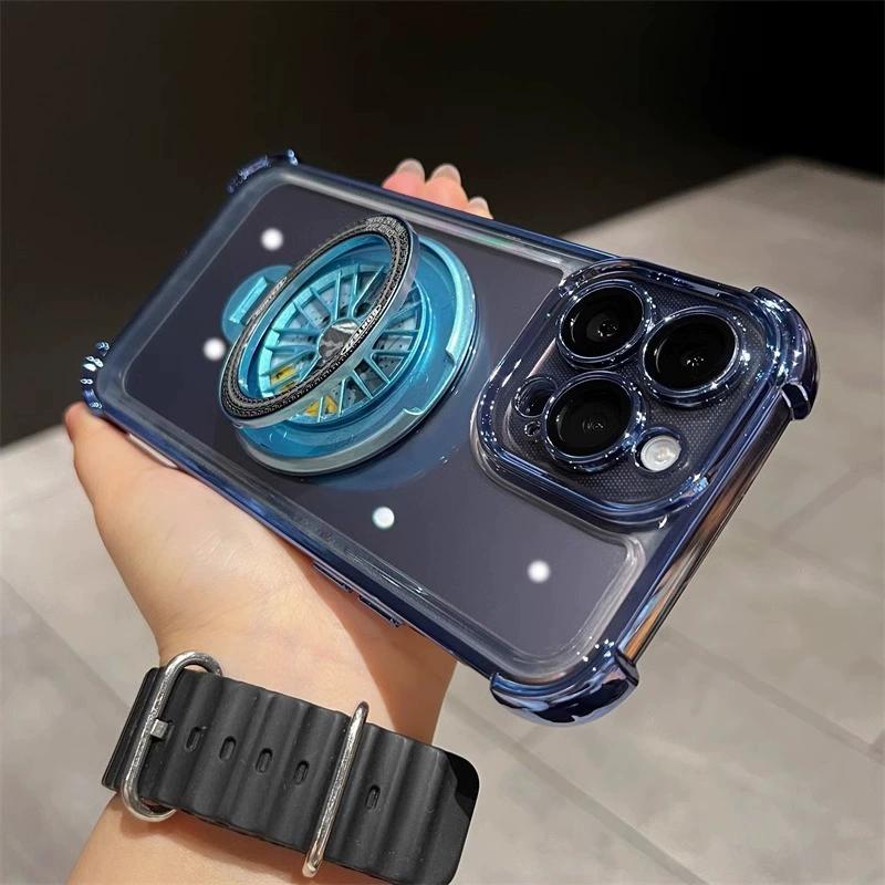 Luxury Plating Fidget Spinner Stand Holder For iPhone 15 14 Plus 13 12 11 Pro Max For Magsafe Wireless Charge Magnetic Cover