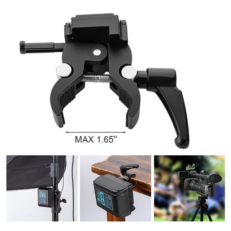 V Lock Mount Battery Adapter with Super Crabbing Clamp Aluminum Mount Accessories for SLR Camera Tripod Light Stand Rod