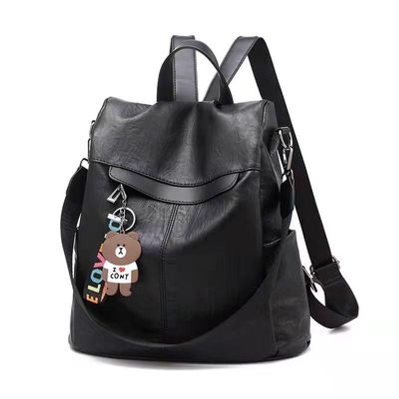 

Accessible Luxury Genuine Leather Women s Casual Oxford Cloth Easiest for Match Backpack Black Goatskin