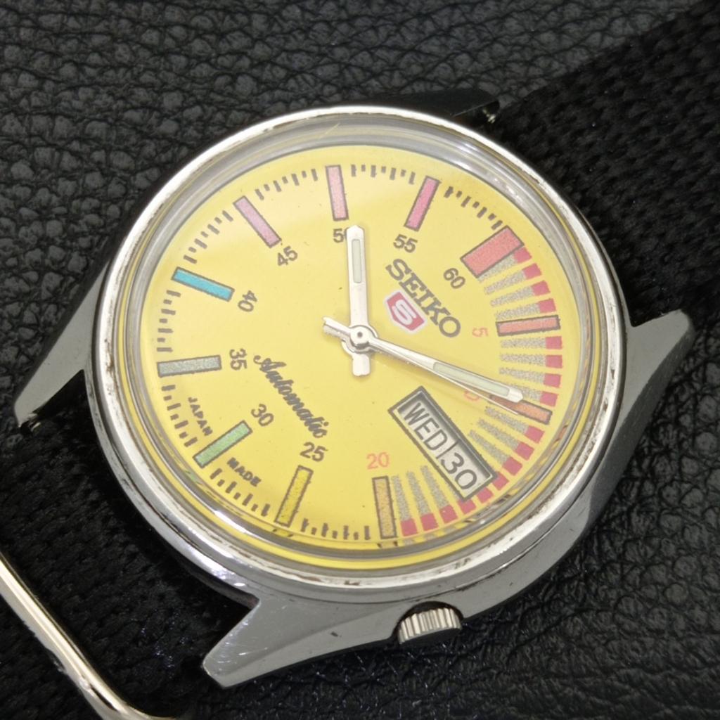 Seiko 5 AUTOMATIC VINTAGE JAPAN 7009A MENS YELLOW COLOR DIAL WATCH A701371-5 R206a-a701371