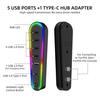 6 Ports USB Hub with RGB Light Plug-and-Play Data Transfer User-Friendly USB Expansion Hub for PS 5 Pro/for PS5 Slim