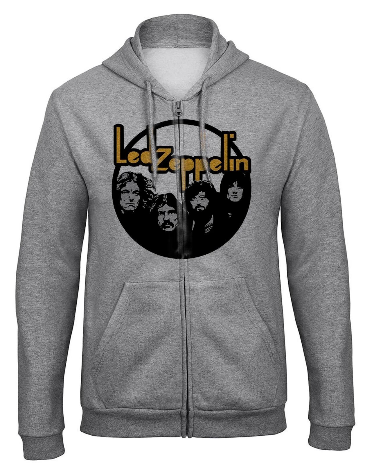 Led Zeppelin Band Hoodie Sweatshirt Jacket with Zipper-9534_Grey XXXL