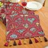 Classic Style Table Runner Jacquard Floral Runner, Vintage with Tassel Edges, Heat Resistant Farmhouse for Wedding Baby Shower Dining Decor