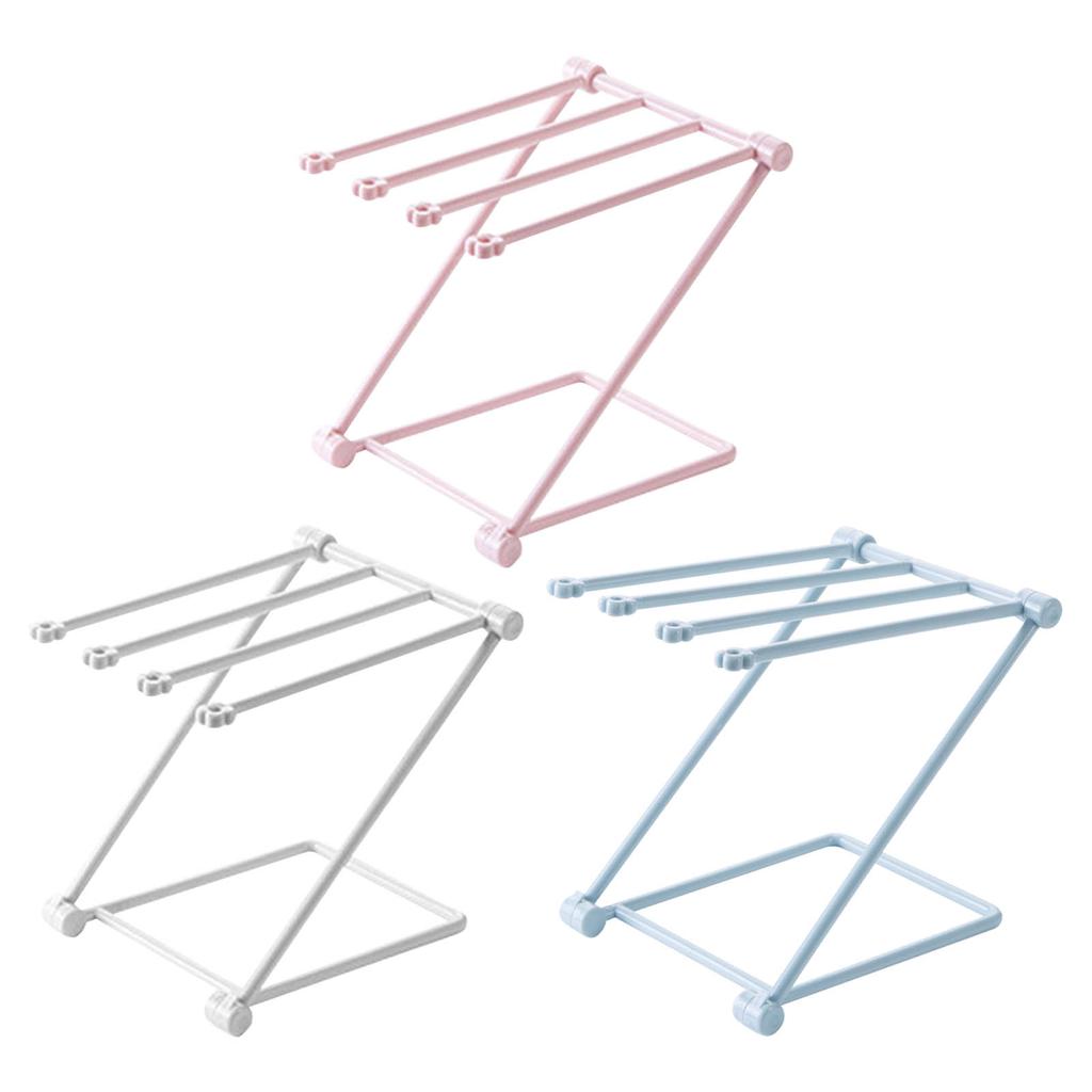 Countertop Dishcloth Drying Rack 4 Arms Folding Vertical Hand Towel Stand Dish Rag Storage Holder for Kitchen Washcloth Holder