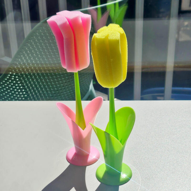 Tulip Stand Stick Tumbler Cup Cleaning Brush Scrubber (2 Colors)