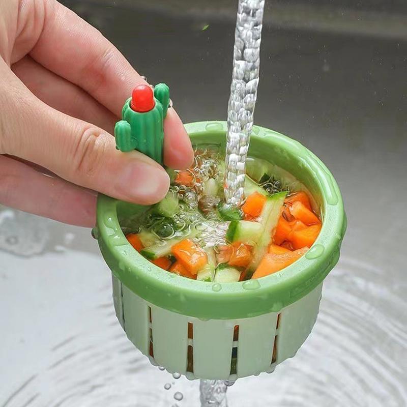1PCS Sink Strainer Automatic Pressing Sink Filter Cactus Shape Sink Strainer Plastic Drain Net Stopper Sink Waste Collector