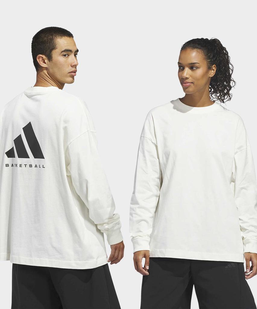 Adidas Basketball Long Sleeve Tee - White:Black / Kb7555