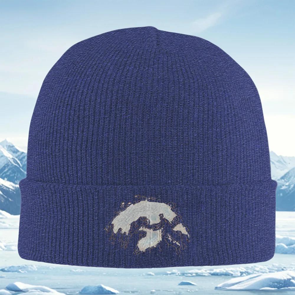 New Abstract shapes with dark contour Unisex Women Unisex Knitted Hat Beanie Pullover Cap Winter Thermal Warm Christmas Outdoor Cyc