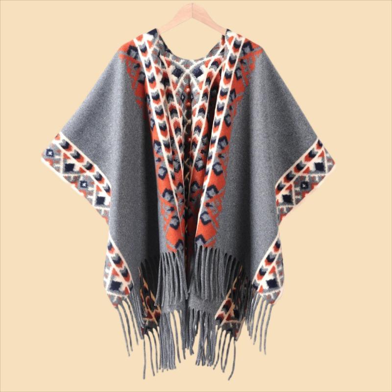 Simple ink painting shawl women with high-end fashion cape jacket autumn and winter high-end imitation cashmere scarf