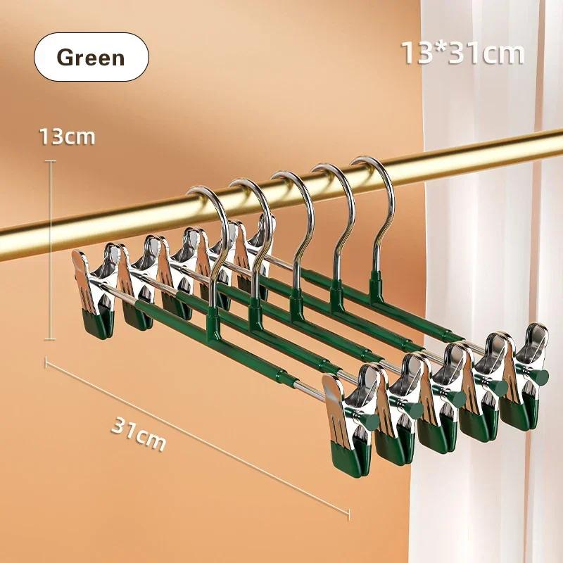 5PCS Pant Hangers Heavy Duty with Adjustable Clip Pants Skirt Hangers Non Slip Shorts Hangers Saving Space Stainless Steels