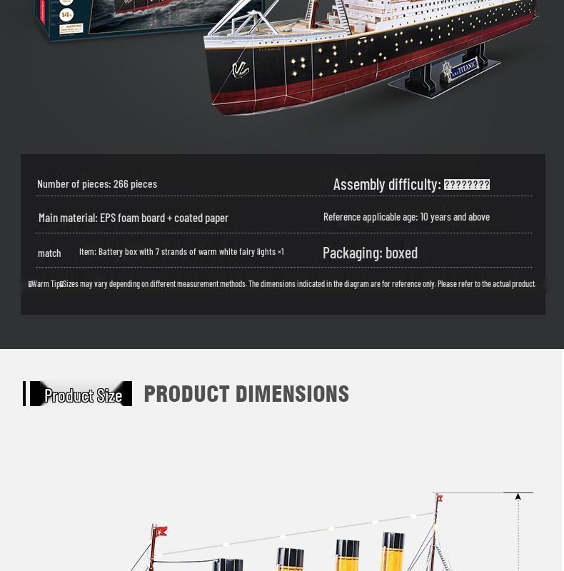 Titanic 3D Jigsaw Puzzle Ship Model - Handmade Gift for Girlfriend